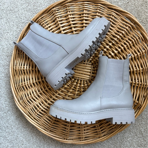 Sam Edelman Laguna Pebble Grey Leather Chelsea Moto Boots Size 7 - Picture 9 of 10